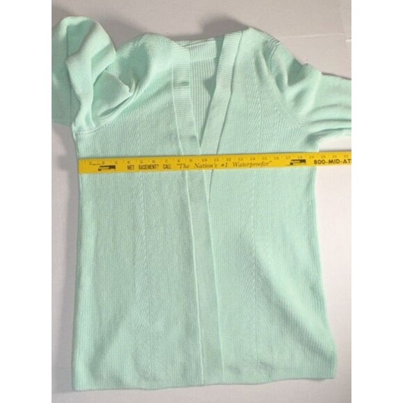 J. Jill Mint Green Cardigan Sweater Open Front MEDIUM TALL Longer Cotton EUC - Picture 8 of 14